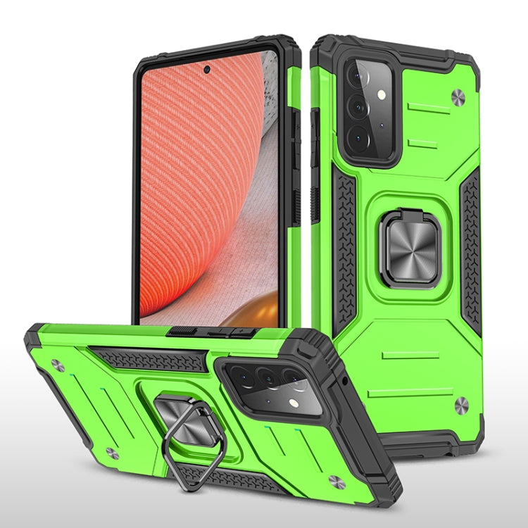 For Samsung Galaxy A72 5G / 4G Magnetic Armor Shockproof TPU + PC Case with Metal Ring Holder