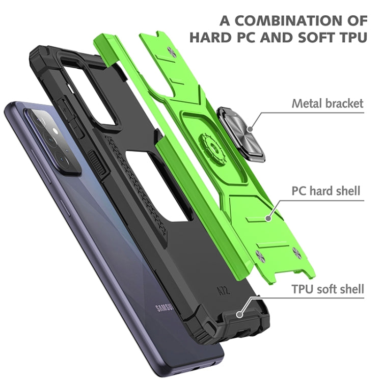 For Samsung Galaxy A72 5G / 4G Magnetic Armor Shockproof TPU + PC Case with Metal Ring Holder