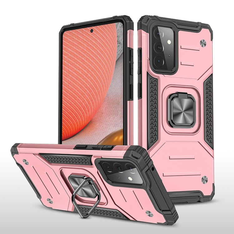 For Samsung Galaxy A72 5G / 4G Magnetic Armor Shockproof TPU + PC Case with Metal Ring Holder