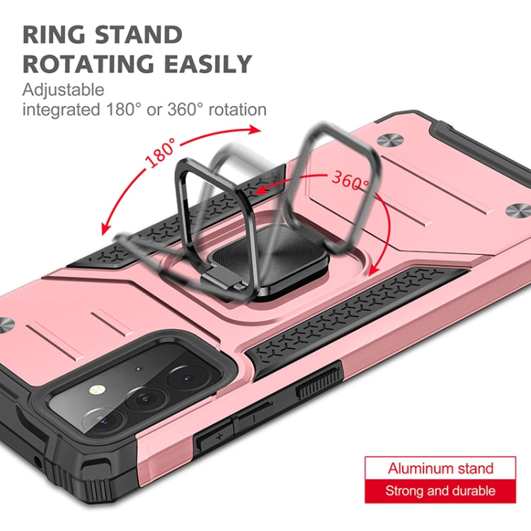 For Samsung Galaxy A72 5G / 4G Magnetic Armor Shockproof TPU + PC Case with Metal Ring Holder