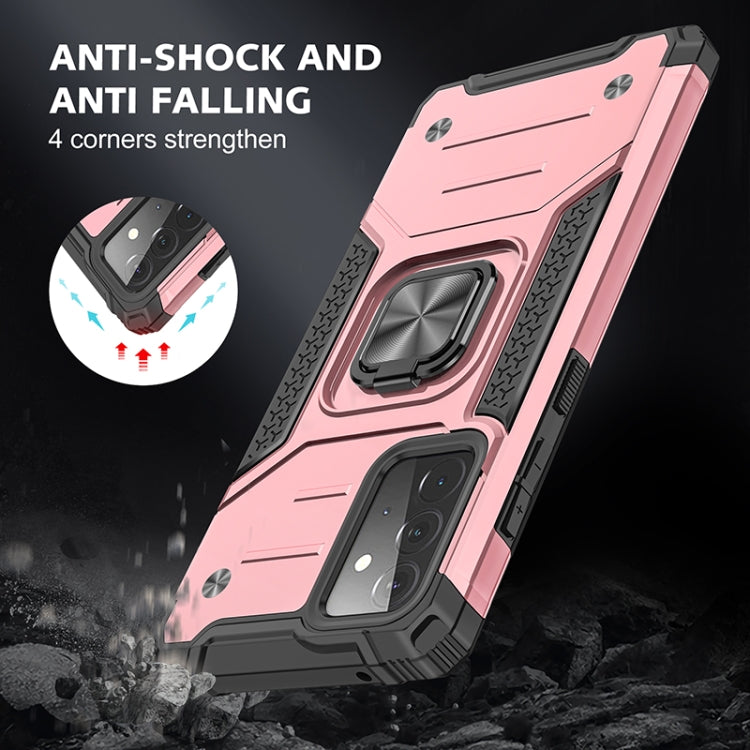 For Samsung Galaxy A72 5G / 4G Magnetic Armor Shockproof TPU + PC Case with Metal Ring Holder