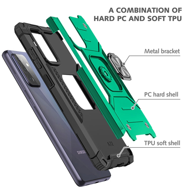 For Samsung Galaxy A72 5G / 4G Magnetic Armor Shockproof TPU + PC Case with Metal Ring Holder