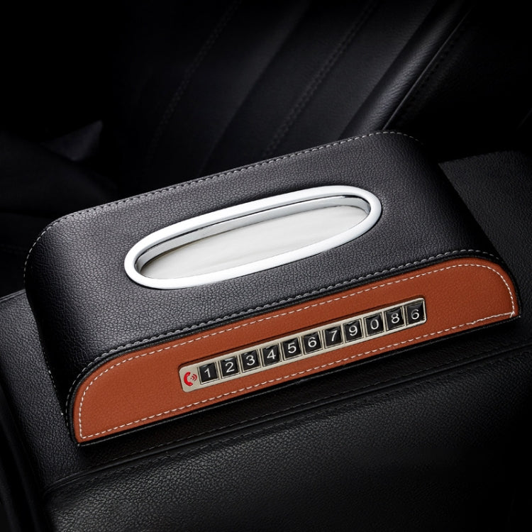 Universal Car Tissue Box with Temporary Parking Phone Number Card