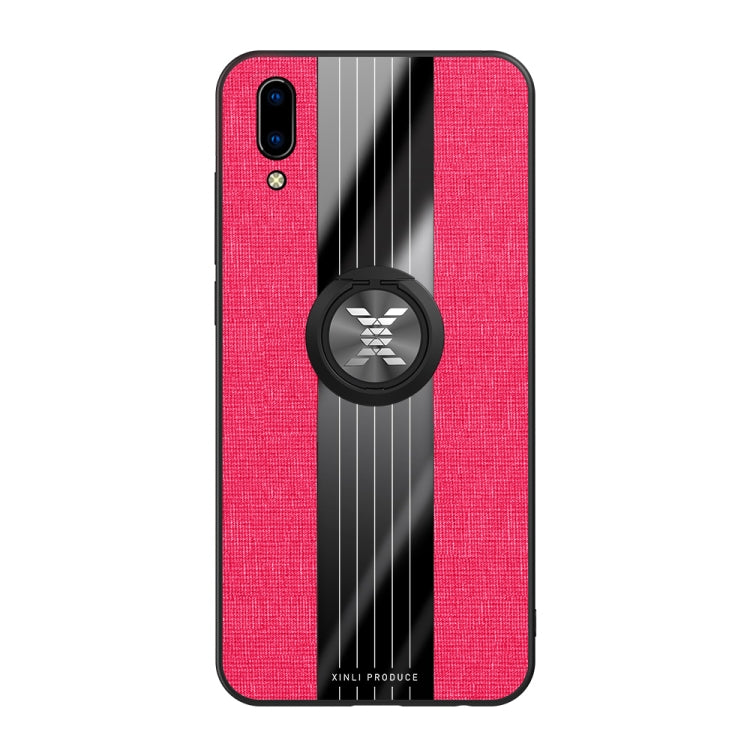 For Vivo Y93 XINLI Stitching Cloth Texture Shockproof TPU Protective Case with Ring Holder