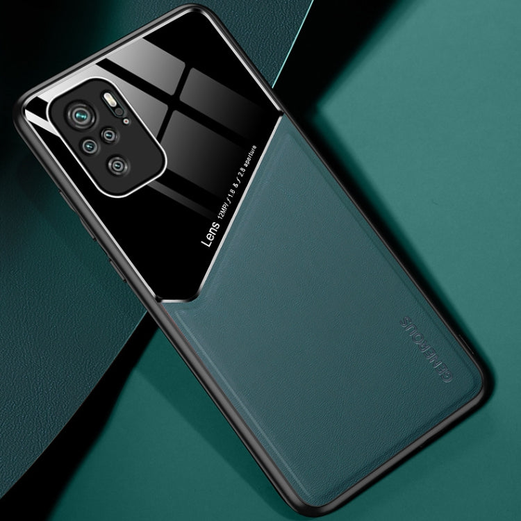 For Xiaomi Redmi Note 10 All-inclusive Leather + Organic Glass Protective Case with Metal Iron Sheet