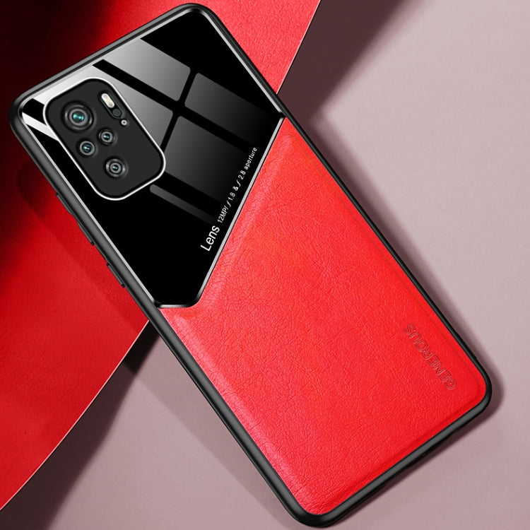 For Xiaomi Redmi Note 10 All-inclusive Leather + Organic Glass Protective Case with Metal Iron Sheet