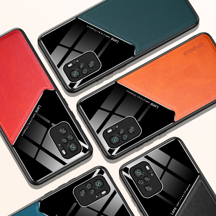For Xiaomi Redmi Note 10 All-inclusive Leather + Organic Glass Protective Case with Metal Iron Sheet