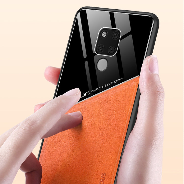 For Huawei Mate 20X All-inclusive Leather + Organic Glass Protective Case with Metal Iron Sheet