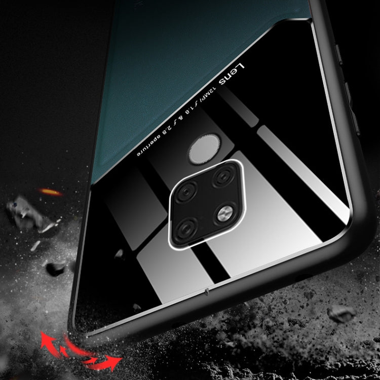 For Huawei Mate 20X All-inclusive Leather + Organic Glass Protective Case with Metal Iron Sheet