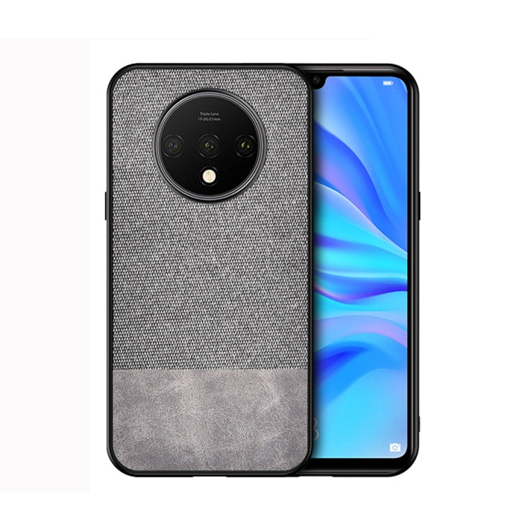 For OnePlus 7T Shockproof Splicing PU + Cloth Protective Case