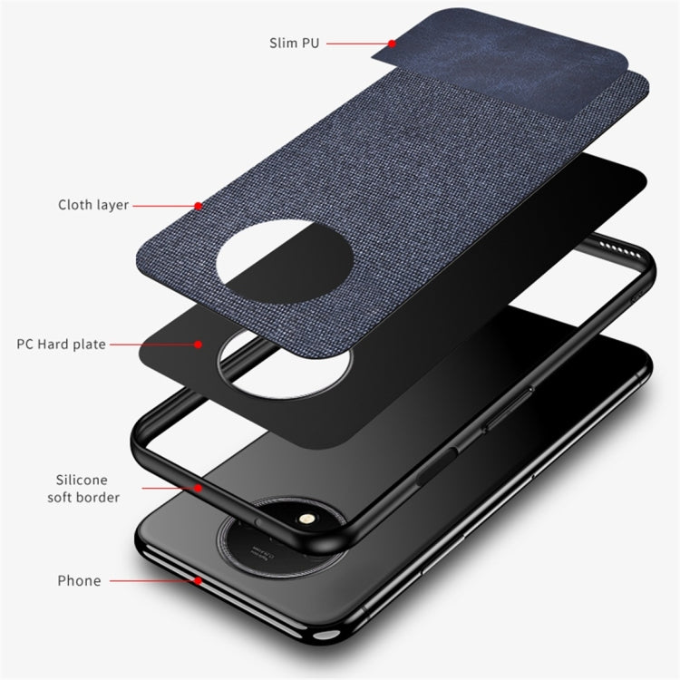 For OnePlus 7T Shockproof Splicing PU + Cloth Protective Case