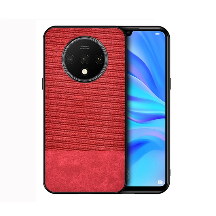For OnePlus 7T Shockproof Splicing PU + Cloth Protective Case