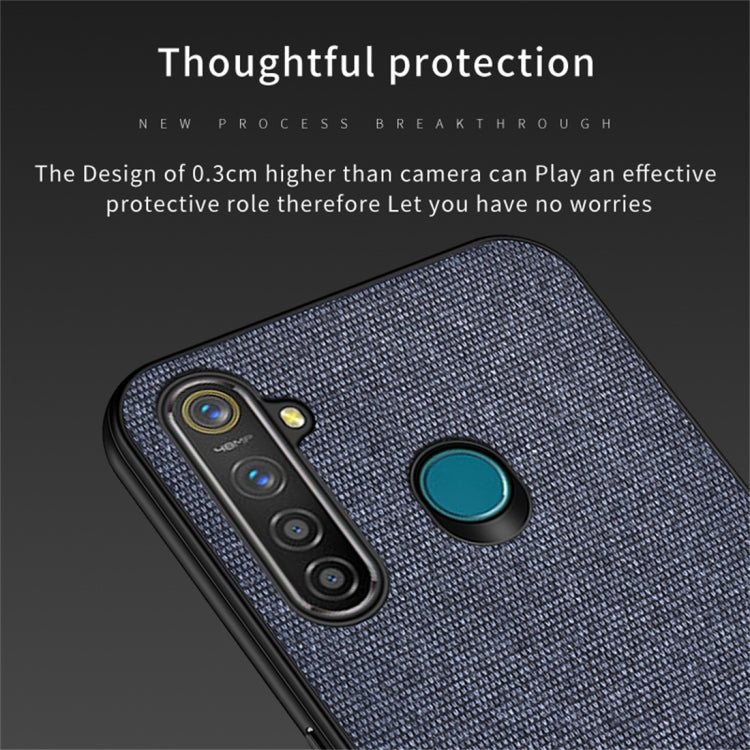 For OPPO Realme 5 Pro Shockproof Splicing PU + Cloth Protective Case
