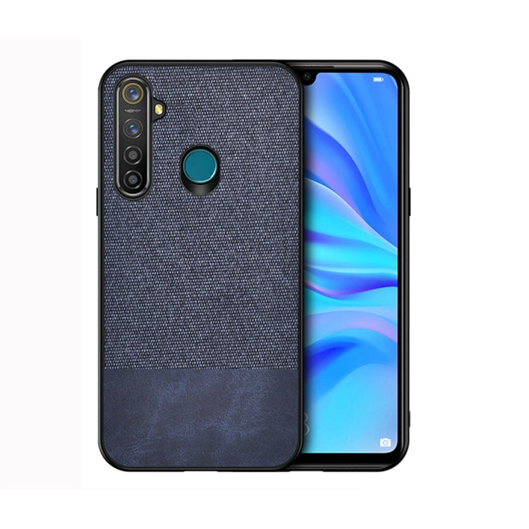 For OPPO Realme 5 Pro Shockproof Splicing PU + Cloth Protective Case