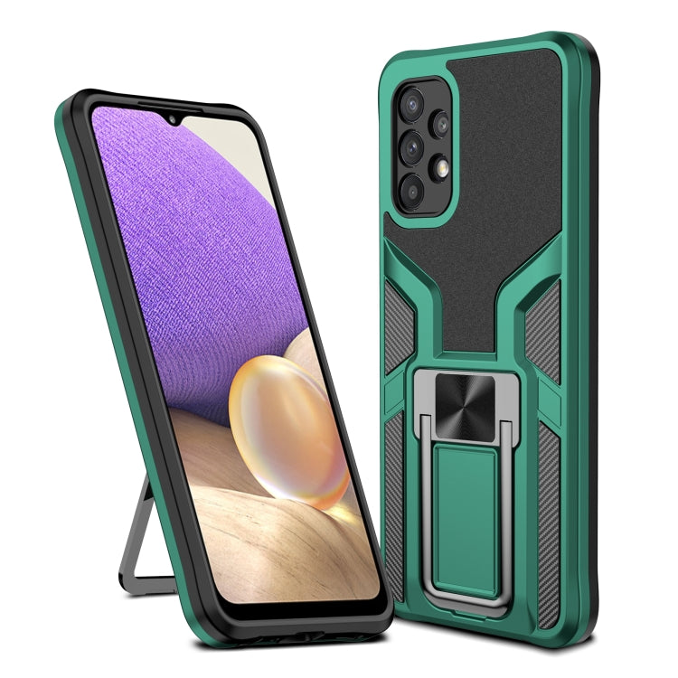For Samsung Galaxy A32 5G Armor 2 in 1 PC + TPU Magnetic Shockproof Case with Foldable Holder