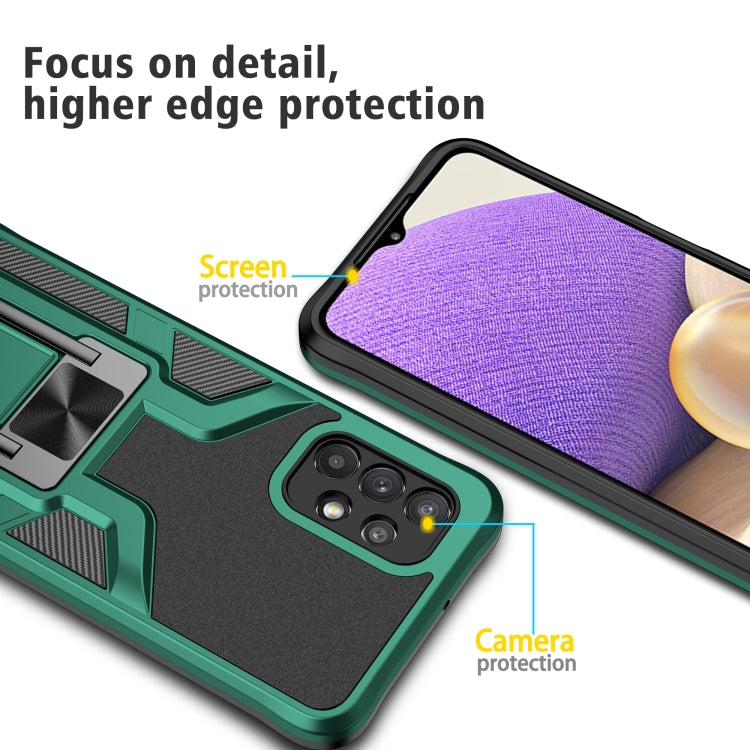 For Samsung Galaxy A32 5G Armor 2 in 1 PC + TPU Magnetic Shockproof Case with Foldable Holder
