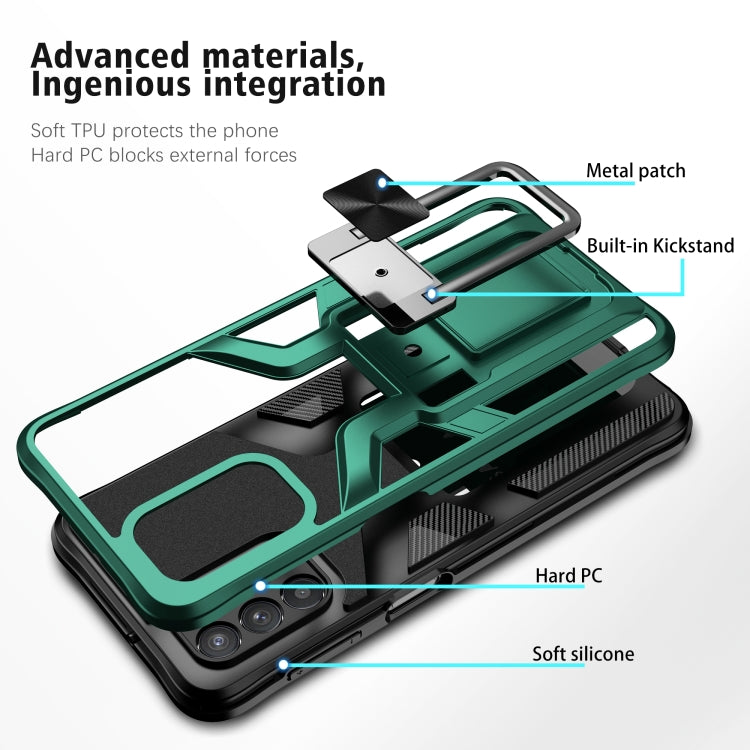 For Samsung Galaxy A32 5G Armor 2 in 1 PC + TPU Magnetic Shockproof Case with Foldable Holder