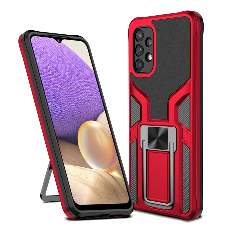 For Samsung Galaxy A32 5G Armor 2 in 1 PC + TPU Magnetic Shockproof Case with Foldable Holder