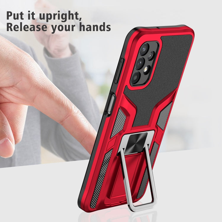 For Samsung Galaxy A32 5G Armor 2 in 1 PC + TPU Magnetic Shockproof Case with Foldable Holder