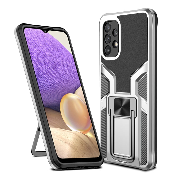 For Samsung Galaxy A32 5G Armor 2 in 1 PC + TPU Magnetic Shockproof Case with Foldable Holder