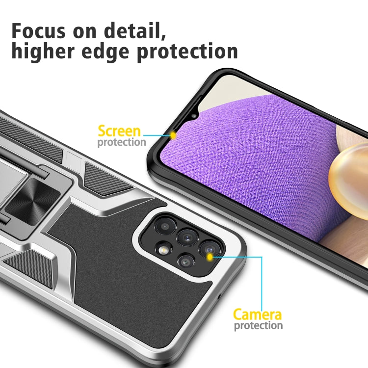 For Samsung Galaxy A32 5G Armor 2 in 1 PC + TPU Magnetic Shockproof Case with Foldable Holder
