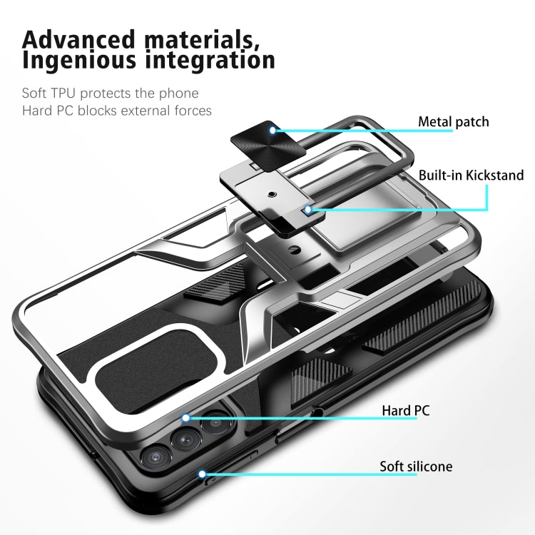For Samsung Galaxy A32 5G Armor 2 in 1 PC + TPU Magnetic Shockproof Case with Foldable Holder