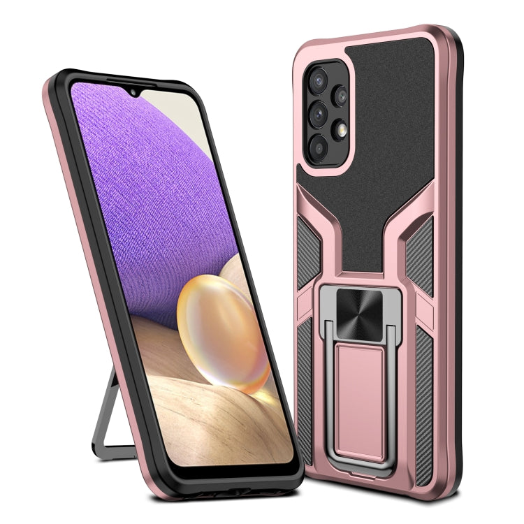For Samsung Galaxy A32 5G Armor 2 in 1 PC + TPU Magnetic Shockproof Case with Foldable Holder