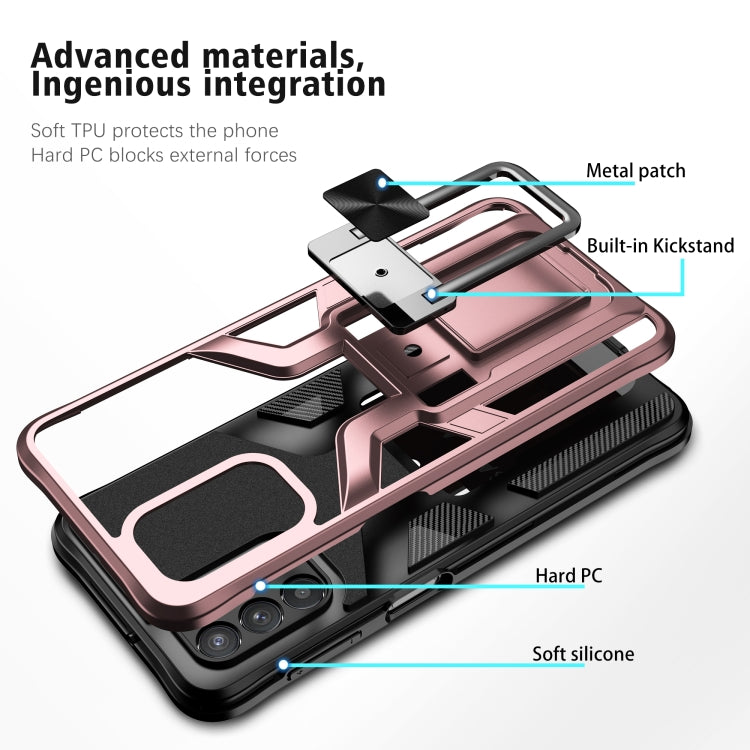 For Samsung Galaxy A32 5G Armor 2 in 1 PC + TPU Magnetic Shockproof Case with Foldable Holder