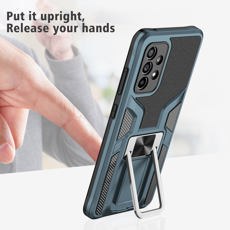 For Samsung Galaxy A52 4G / 5G Armor 2 in 1 PC + TPU Magnetic Shockproof Case with Foldable Holder