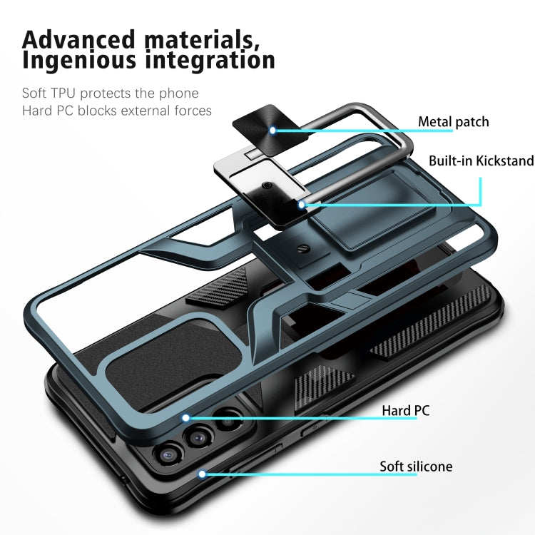 For Samsung Galaxy A52 4G / 5G Armor 2 in 1 PC + TPU Magnetic Shockproof Case with Foldable Holder