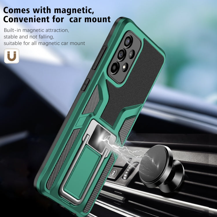For Samsung Galaxy A52 4G / 5G Armor 2 in 1 PC + TPU Magnetic Shockproof Case with Foldable Holder