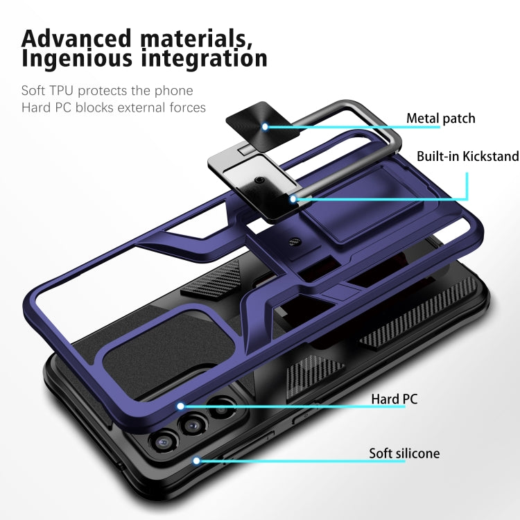 For Samsung Galaxy A52 4G / 5G Armor 2 in 1 PC + TPU Magnetic Shockproof Case with Foldable Holder