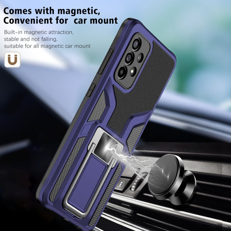 For Samsung Galaxy A52 4G / 5G Armor 2 in 1 PC + TPU Magnetic Shockproof Case with Foldable Holder
