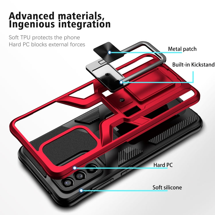 For Samsung Galaxy A52 4G / 5G Armor 2 in 1 PC + TPU Magnetic Shockproof Case with Foldable Holder