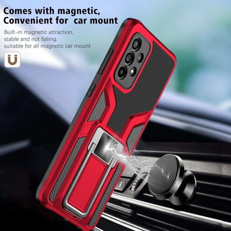 For Samsung Galaxy A52 4G / 5G Armor 2 in 1 PC + TPU Magnetic Shockproof Case with Foldable Holder