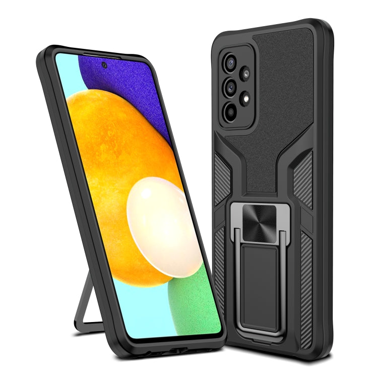 For Samsung Galaxy A52 4G / 5G Armor 2 in 1 PC + TPU Magnetic Shockproof Case with Foldable Holder