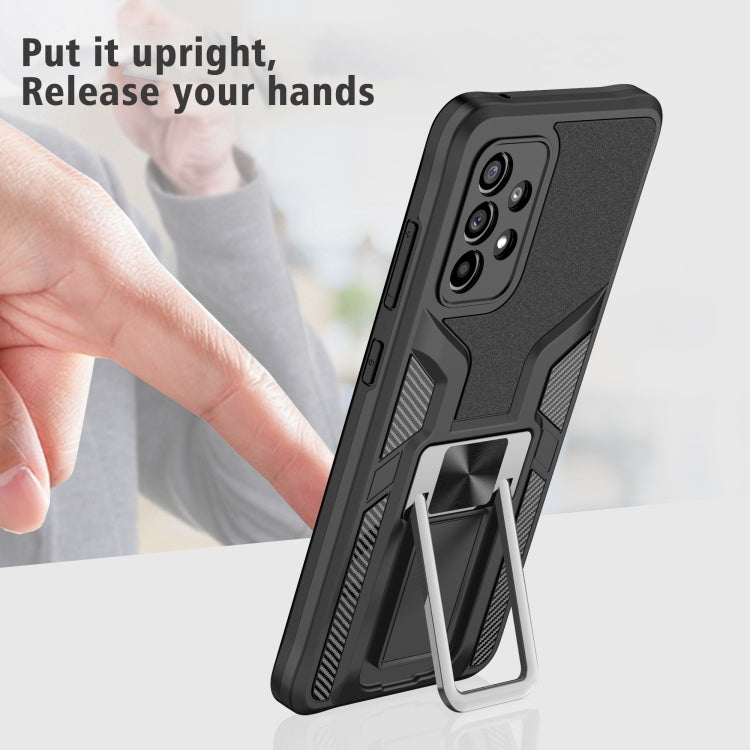 For Samsung Galaxy A52 4G / 5G Armor 2 in 1 PC + TPU Magnetic Shockproof Case with Foldable Holder