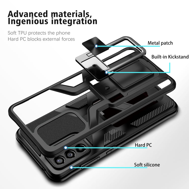 For Samsung Galaxy A52 4G / 5G Armor 2 in 1 PC + TPU Magnetic Shockproof Case with Foldable Holder