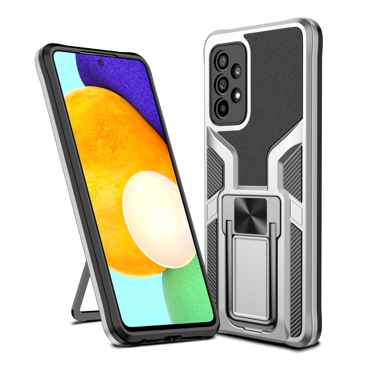 For Samsung Galaxy A52 4G / 5G Armor 2 in 1 PC + TPU Magnetic Shockproof Case with Foldable Holder