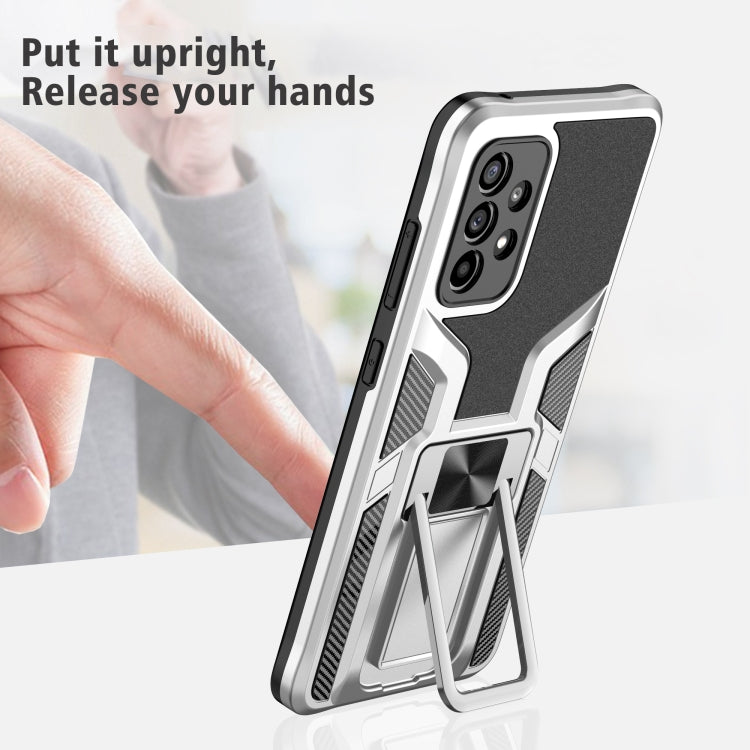 For Samsung Galaxy A52 4G / 5G Armor 2 in 1 PC + TPU Magnetic Shockproof Case with Foldable Holder