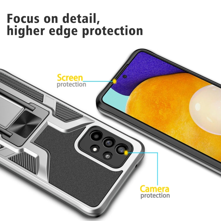 For Samsung Galaxy A52 4G / 5G Armor 2 in 1 PC + TPU Magnetic Shockproof Case with Foldable Holder