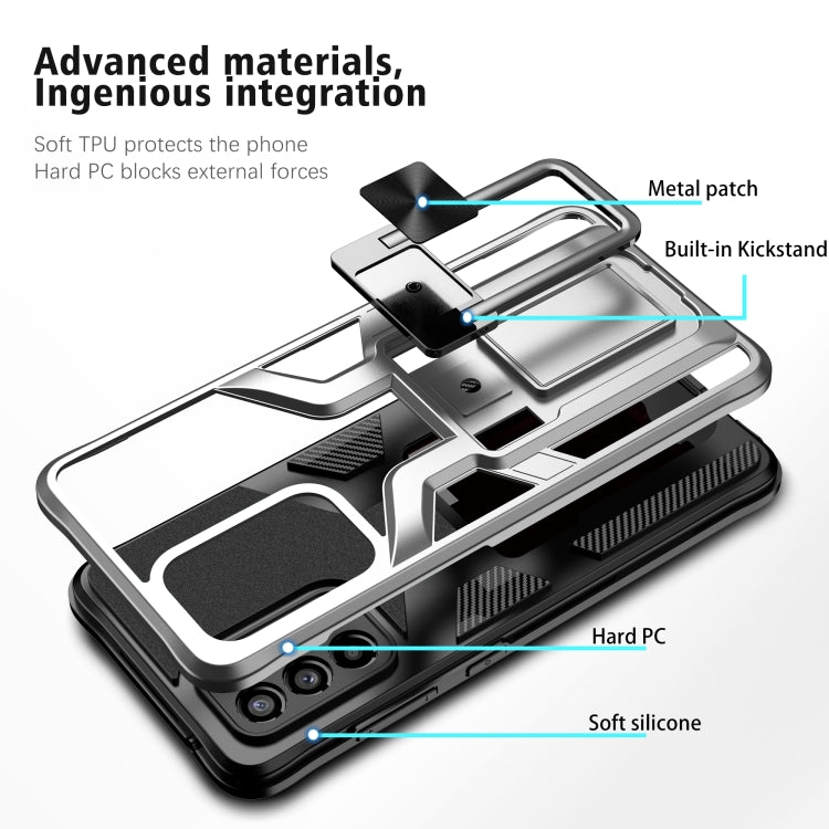 For Samsung Galaxy A52 4G / 5G Armor 2 in 1 PC + TPU Magnetic Shockproof Case with Foldable Holder
