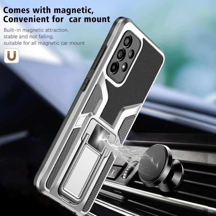 For Samsung Galaxy A52 4G / 5G Armor 2 in 1 PC + TPU Magnetic Shockproof Case with Foldable Holder