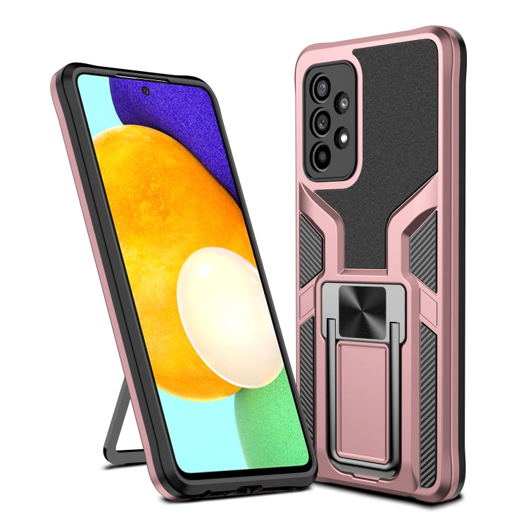 For Samsung Galaxy A52 4G / 5G Armor 2 in 1 PC + TPU Magnetic Shockproof Case with Foldable Holder