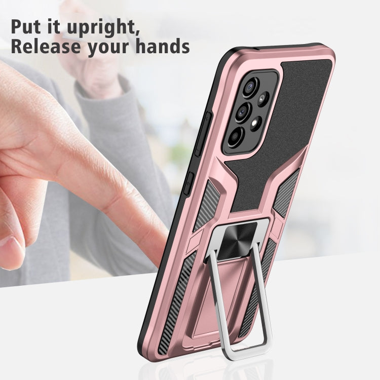 For Samsung Galaxy A52 4G / 5G Armor 2 in 1 PC + TPU Magnetic Shockproof Case with Foldable Holder