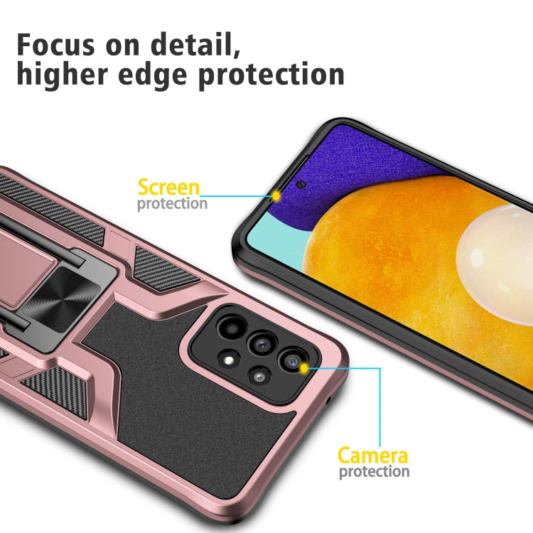 For Samsung Galaxy A52 4G / 5G Armor 2 in 1 PC + TPU Magnetic Shockproof Case with Foldable Holder