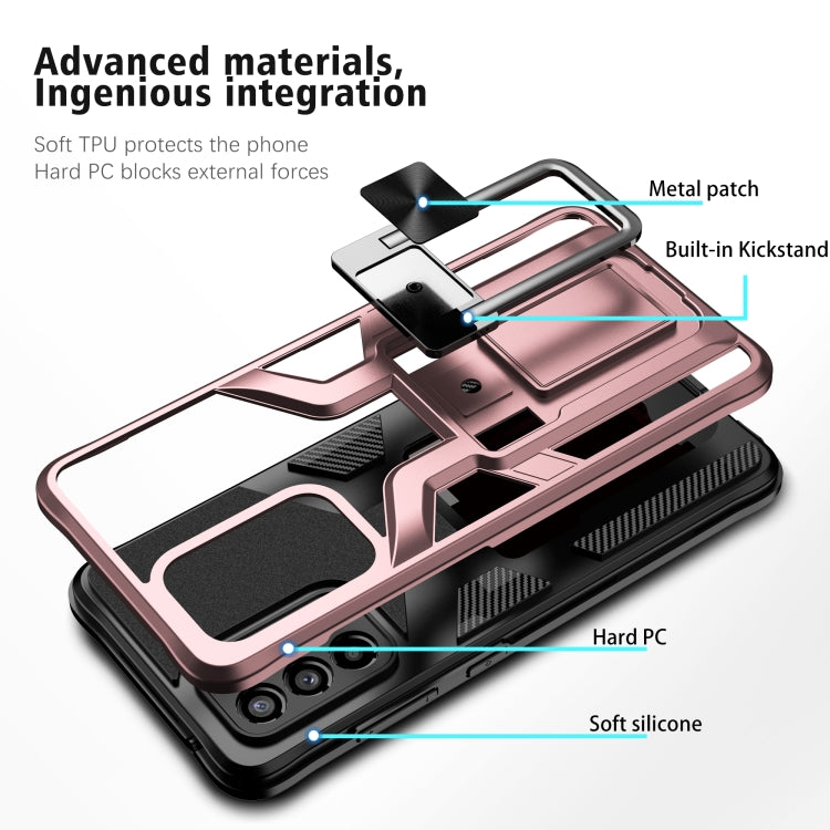 For Samsung Galaxy A52 4G / 5G Armor 2 in 1 PC + TPU Magnetic Shockproof Case with Foldable Holder