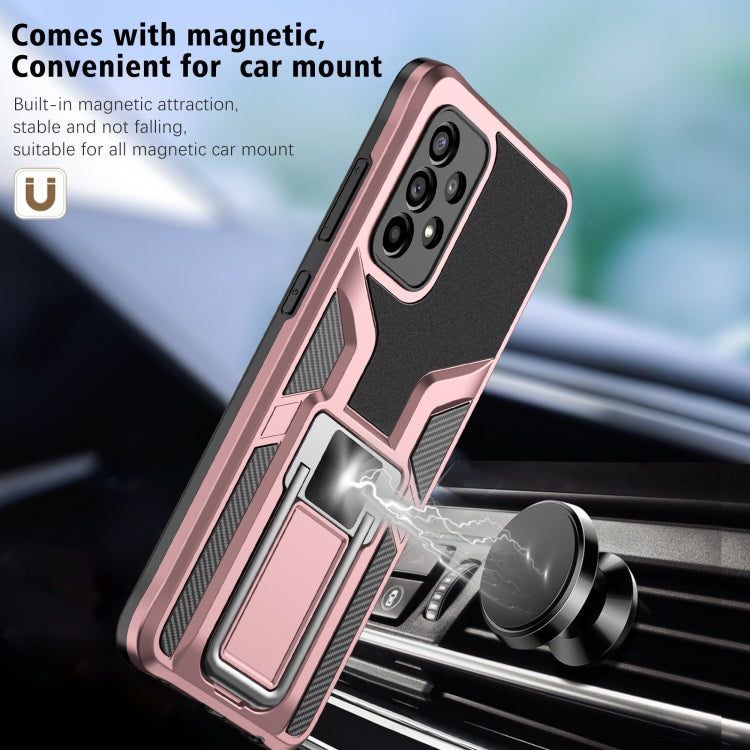 For Samsung Galaxy A52 4G / 5G Armor 2 in 1 PC + TPU Magnetic Shockproof Case with Foldable Holder