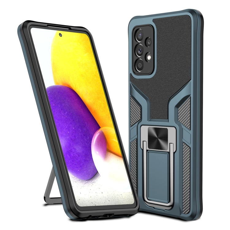 For Samsung Galaxy A72 4G / 5G Armor 2 in 1 PC + TPU Magnetic Shockproof Case with Foldable Holder