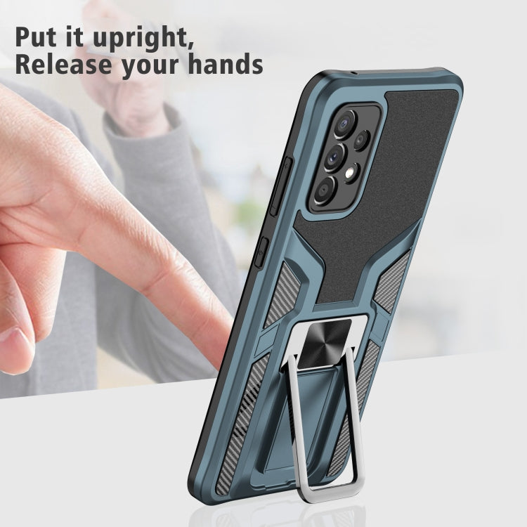 For Samsung Galaxy A72 4G / 5G Armor 2 in 1 PC + TPU Magnetic Shockproof Case with Foldable Holder
